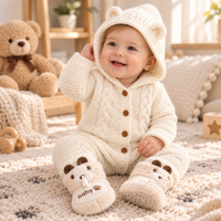 Thumbnail for SoftKnit – Warm & Cute – Knitted Baby Jumpsuit with Hood