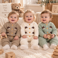 Thumbnail for CozyHedge – Soft & Warm – Knitted Baby Jumpsuit with Hedgehog Print