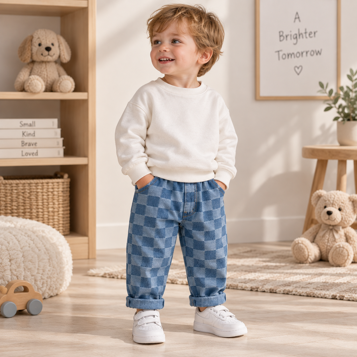 DenimCheck – Comfortable & Trendy – Kids' Pants with a Checkered Pattern