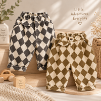 Thumbnail for RetroBloom – Comfortable & Playful – Kids' Pants with an Argyle Pattern