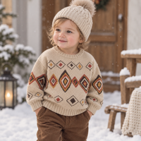 Thumbnail for LittleRetro – Warm & Stylish – Knitted Children's Sweater with Diamond Pattern
