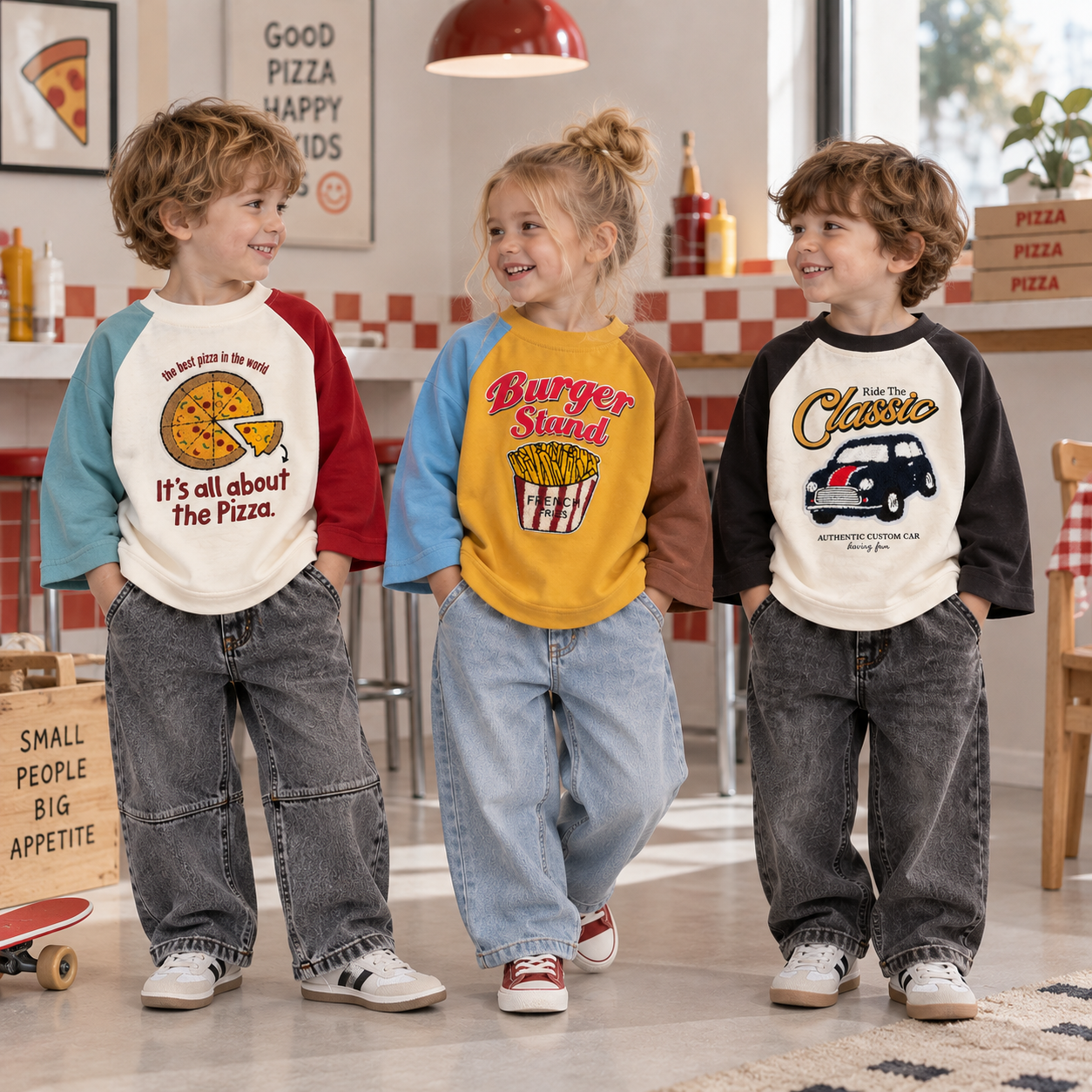 LittleRetro – Cool & Trendy – Kids' Long-Sleeve Shirt with Graphic Print