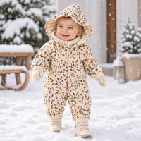 Thumbnail for FloraCozy – Soft & Warm – Baby Girls' Winter Romper with Flowers