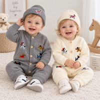 Thumbnail for PlayfulKnit – Soft & Cute – Knitted Baby Jumpsuit with Dog Print