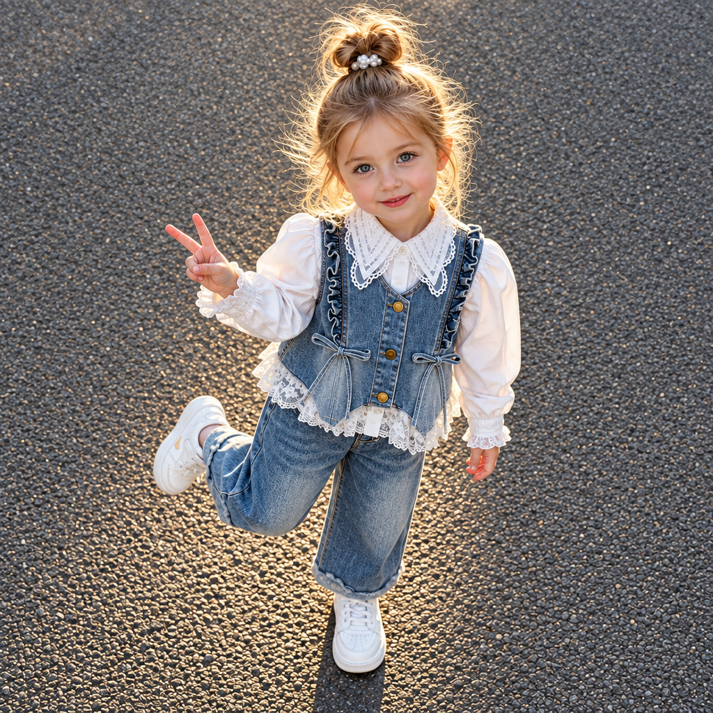 DenimBelle – Trendy & Cute – 3-Piece Kids' Set in Denim