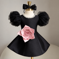 Thumbnail for LittleRose – Elegant & Festive – Girls' Dress with 3D Flower and Puff Sleeves