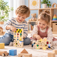 Thumbnail for TinyTech – Wooden Busy Board with Lights & Switches – Educational Toy