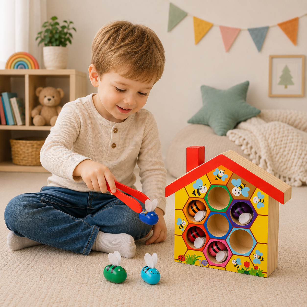HoneyHive – Montessori & Educational – Wooden Bee Sorting Game