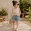 MiniChic – Stylish & Comfortable – Set with a boho top and denim shorts