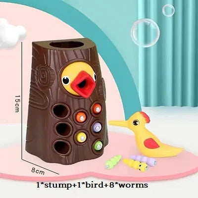 Magnetic Woodpecker Game™ - Train fine motor skills - Worms magnetic game