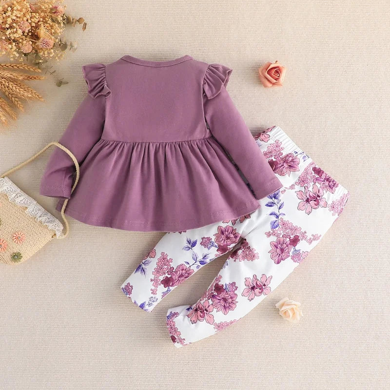 Mini Fashion™ - Girls baby outfit with bow polyester