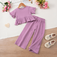 Thumbnail for SoftCharm – Elegant & Comfortable – Girls' Set with a Ruffle Top and Long Pants