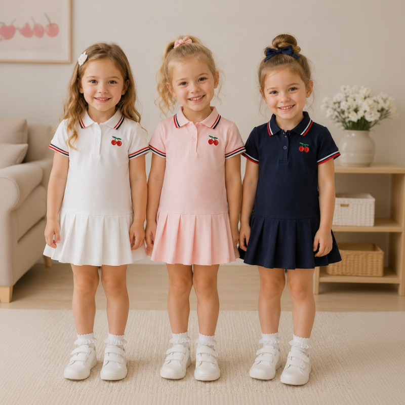 PetitJoy – Comfortable & Stylish – Cherry-Print Polo Dress