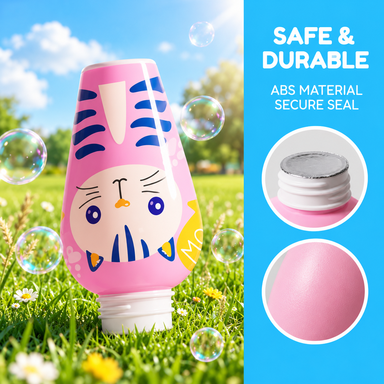 BubblePals – Cheerful & Playful – Spill-Proof Mini Bubble Blower with Animal Design