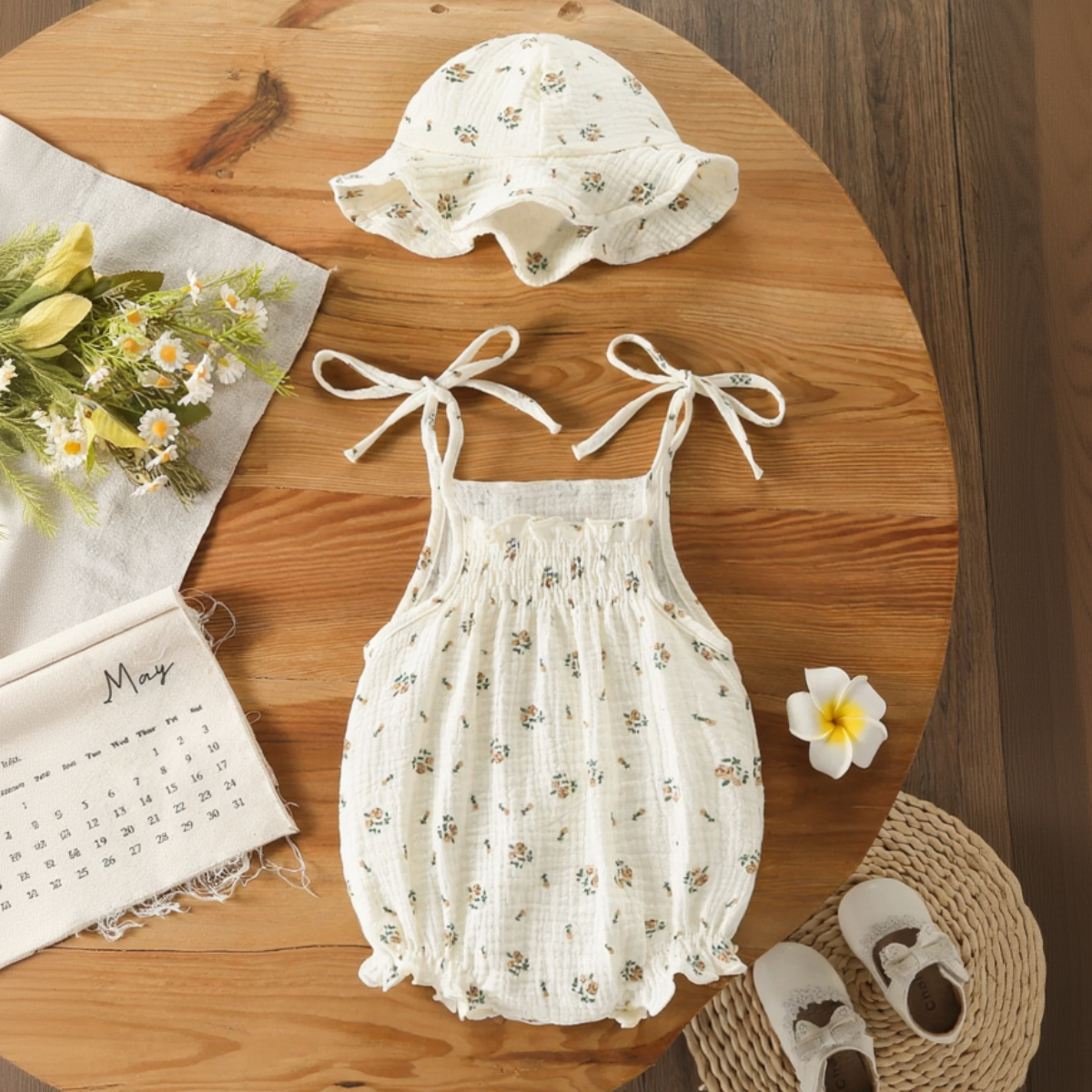 LittleBlossom – Summer Comfort & Style – Baby Sling Bodysuit with Hat