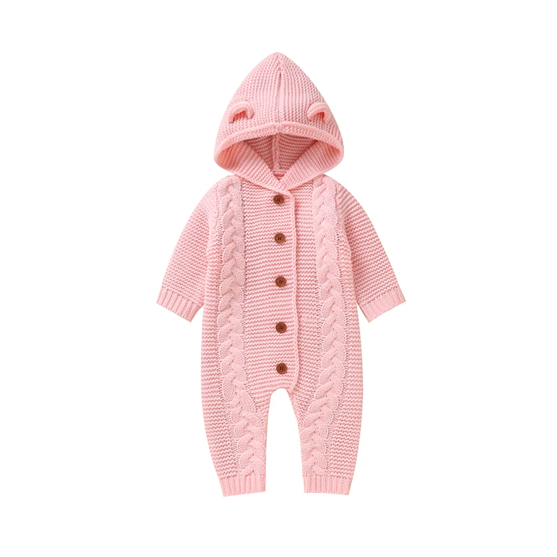 SoftKnit – Warm & Cute – Knitted Baby Jumpsuit with Hood