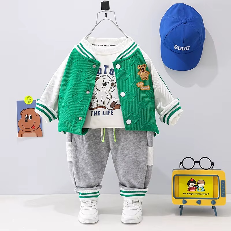 Mini Fashion™ - Toddler & Adventure - 3-Piece Clothing Set Red Baseball Bear