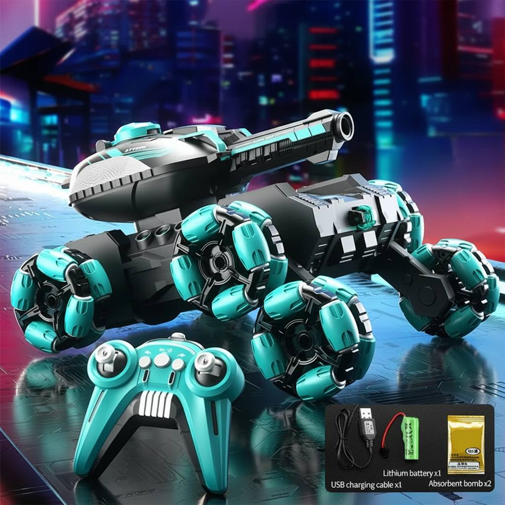 CrazyWheels – Cool & Exciting – RC Tank Truck with Gel Ball Shooter