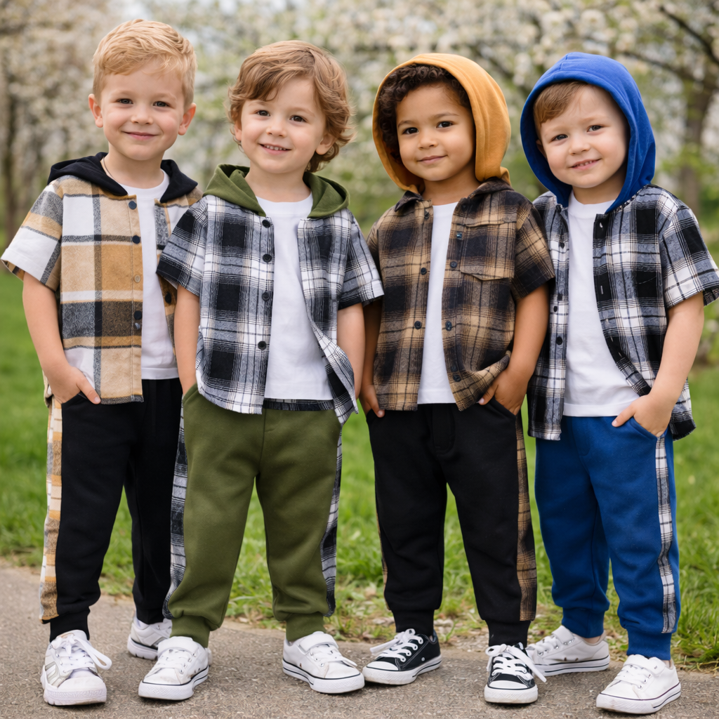 Boys' Checkered Outfit – Trendy and Comfortable – Checkered Kids' Clothing Set