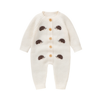 Thumbnail for CozyHedge – Soft & Warm – Knitted Baby Jumpsuit with Hedgehog Print
