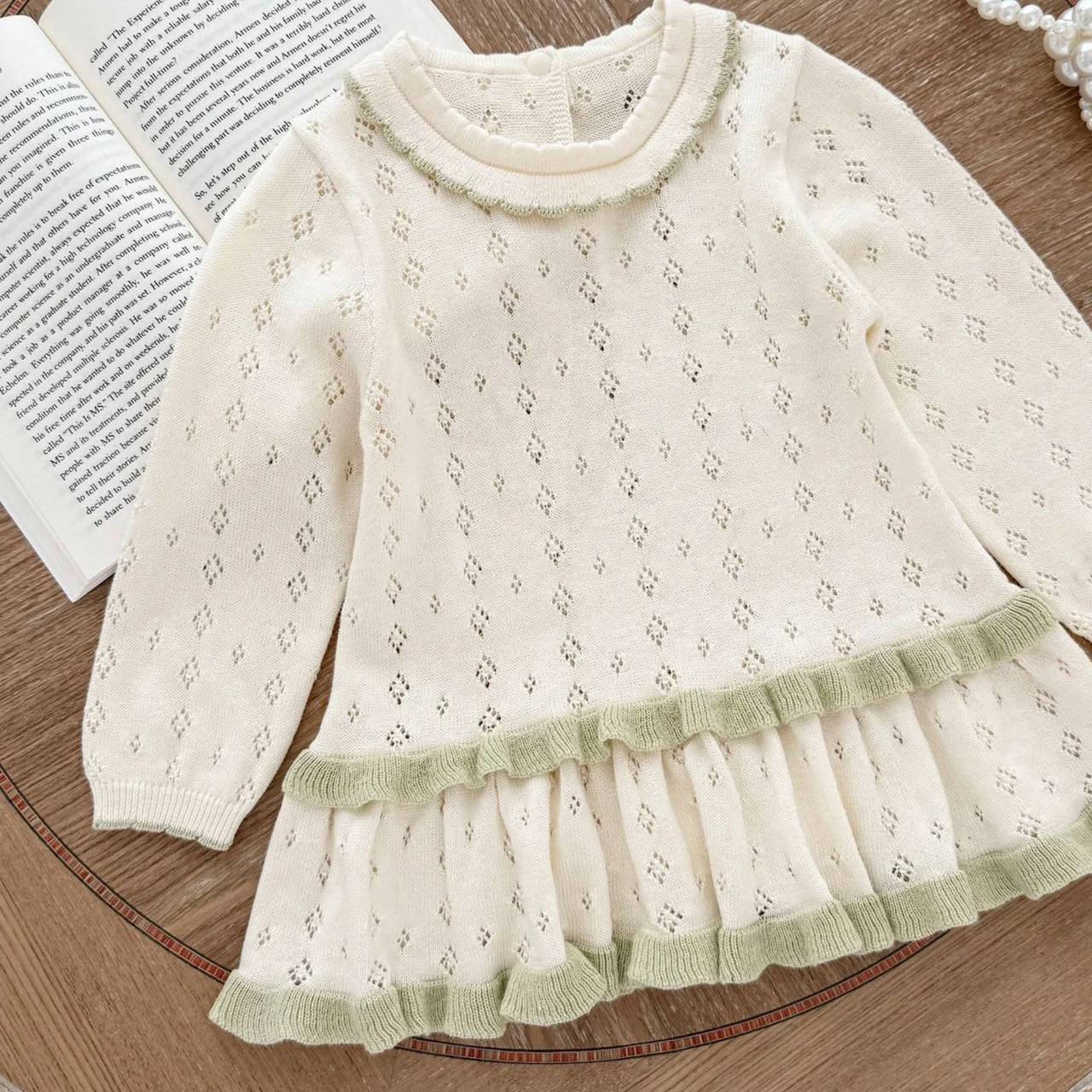 MiniBelle – Elegant & Soft – Knitted Baby Dress with Ruffle Detail