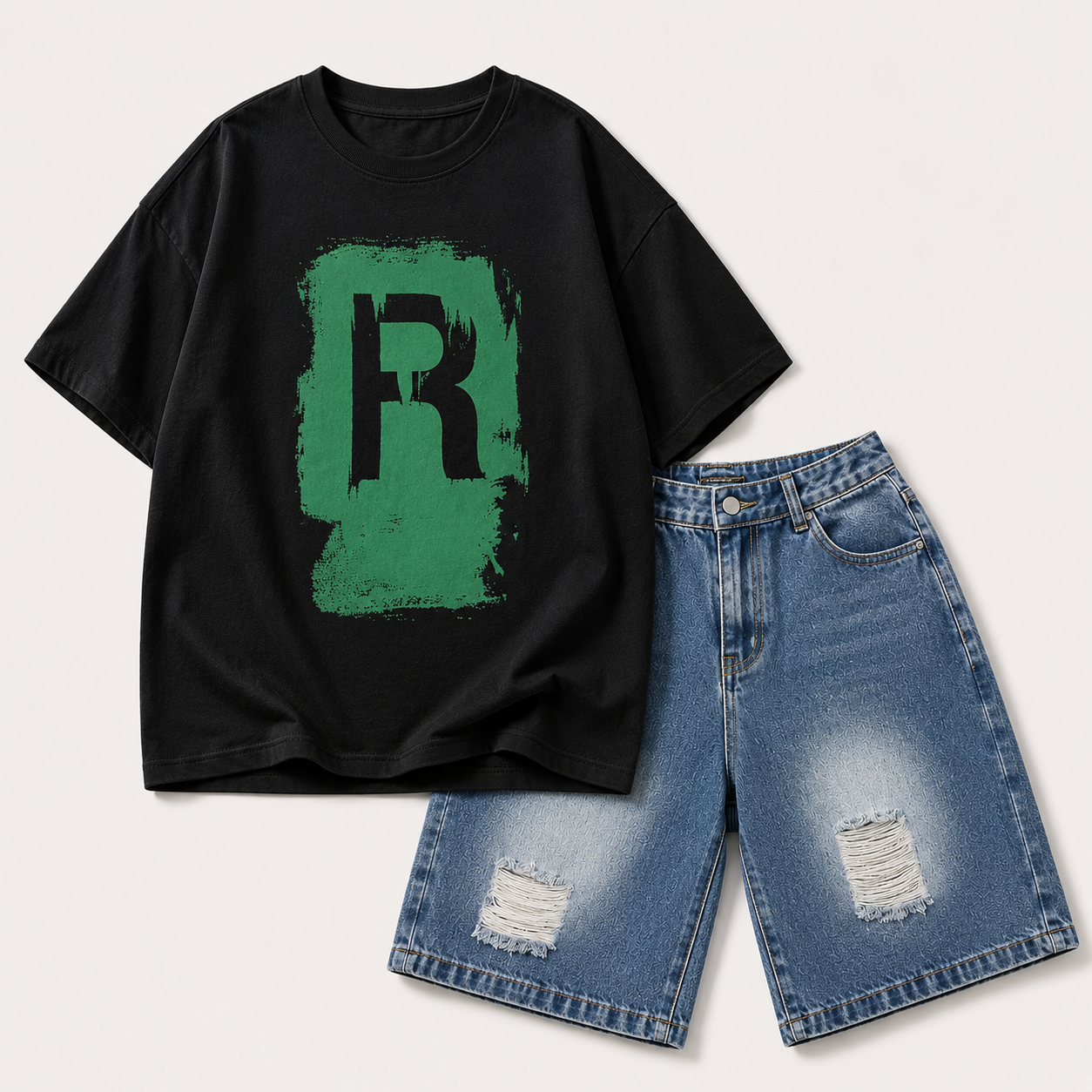 CoolBoys – Cool & Comfortable – Boys' Outfit with Shirt and Denim Shorts