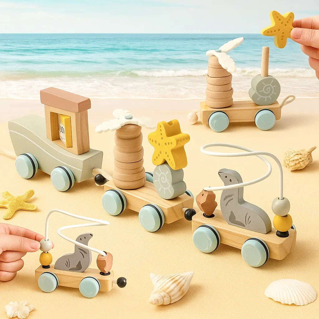 HappyTrain – Montessori & Fun – Wooden Train Set