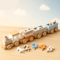 Thumbnail for HappyTrain – Montessori & Fun – Wooden Train Set