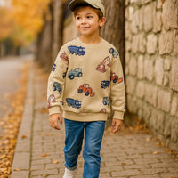 Thumbnail for TruckTales – Soft & Warm - Sweater with Colorful Construction Vehicles