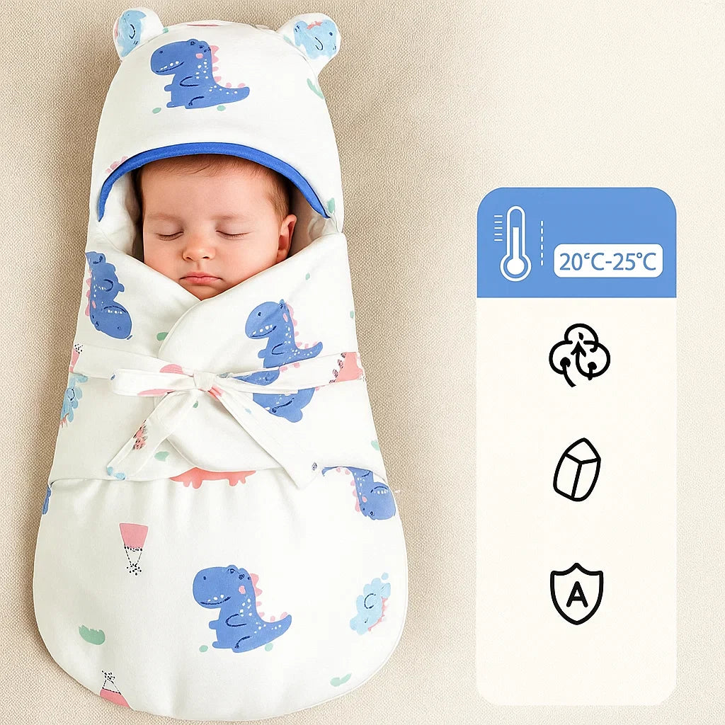 SnuggleBear – Comfort & Convenience – Cotton baby swaddle blanket for swaddling