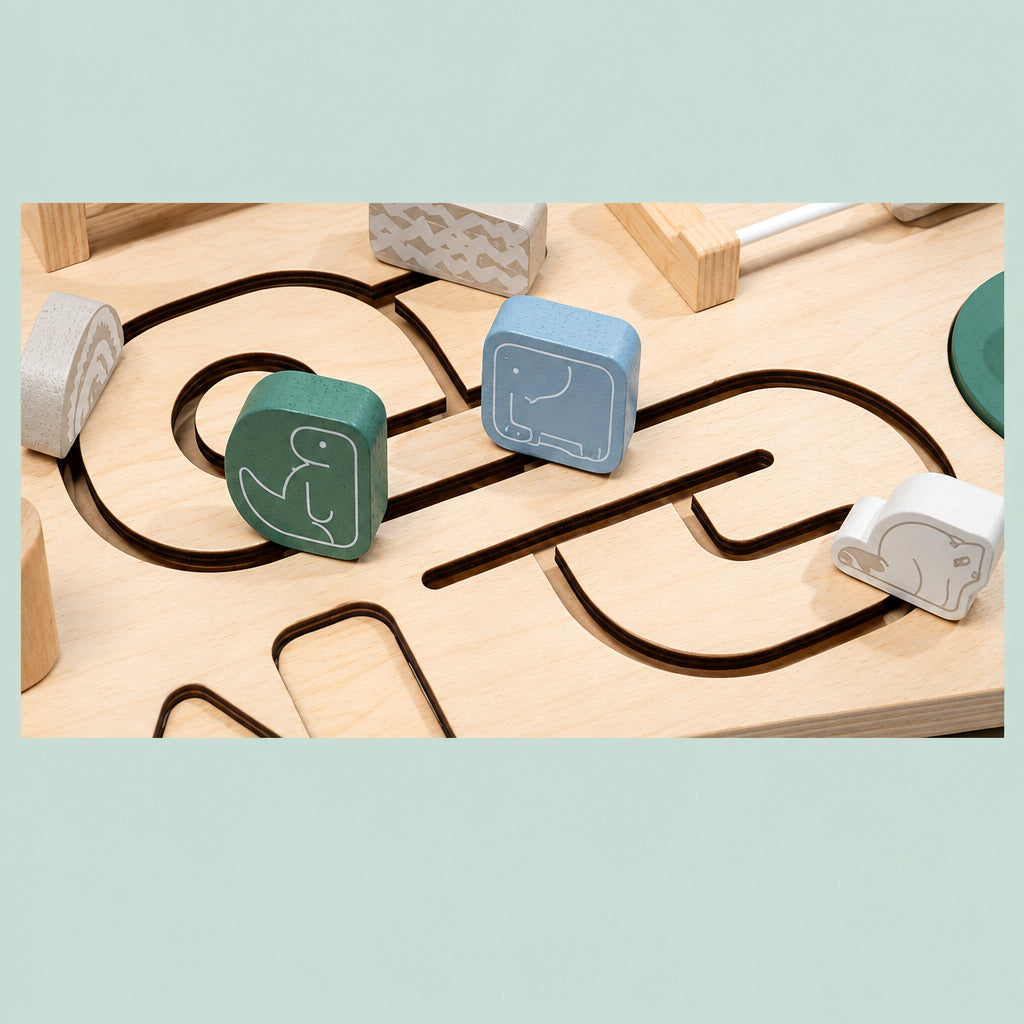 WoodMaze – Fun & Educational – Wooden Activity Table with Bead Maze