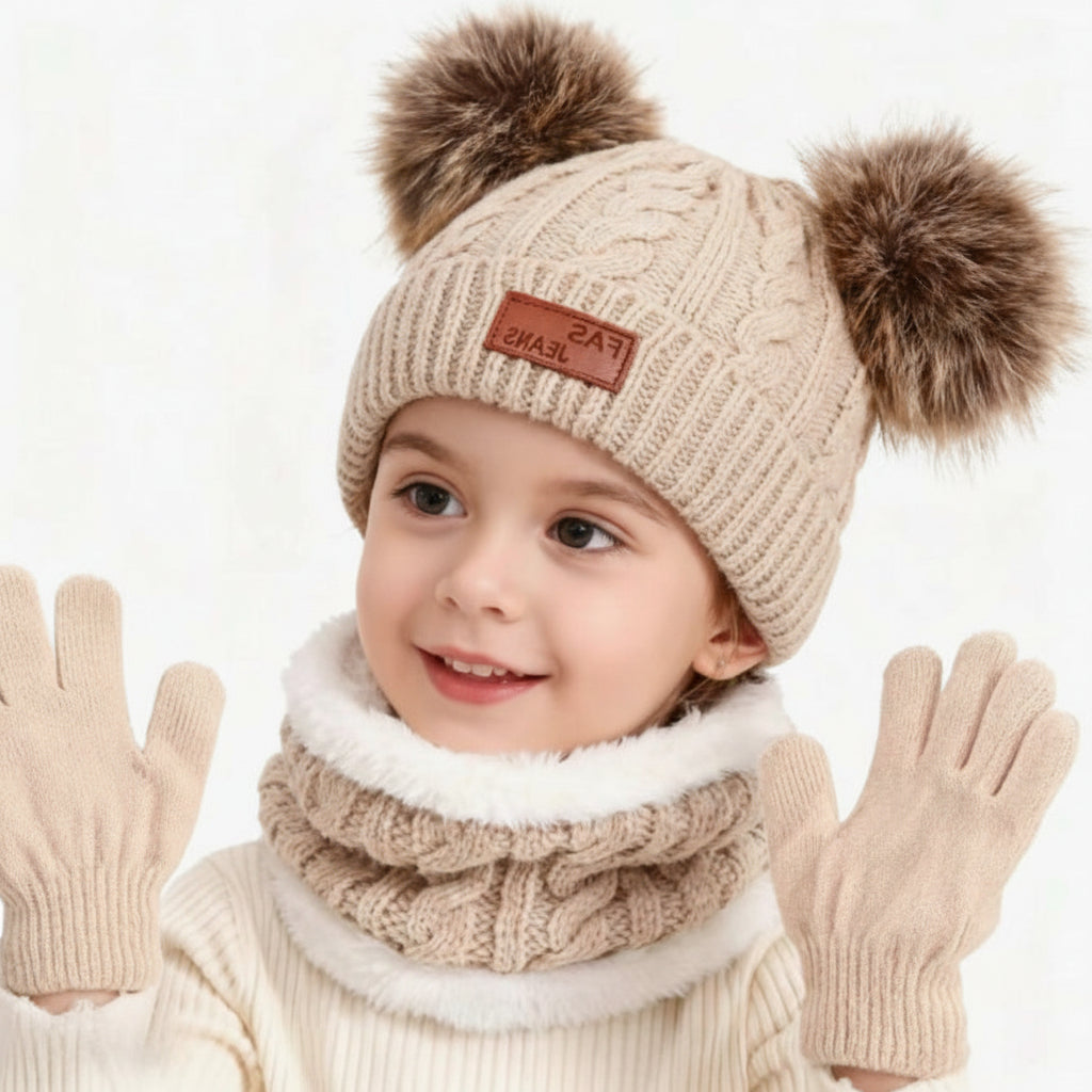 CozyPom – Warm & Soft - Winter Set with Hat, Scarf, and Gloves