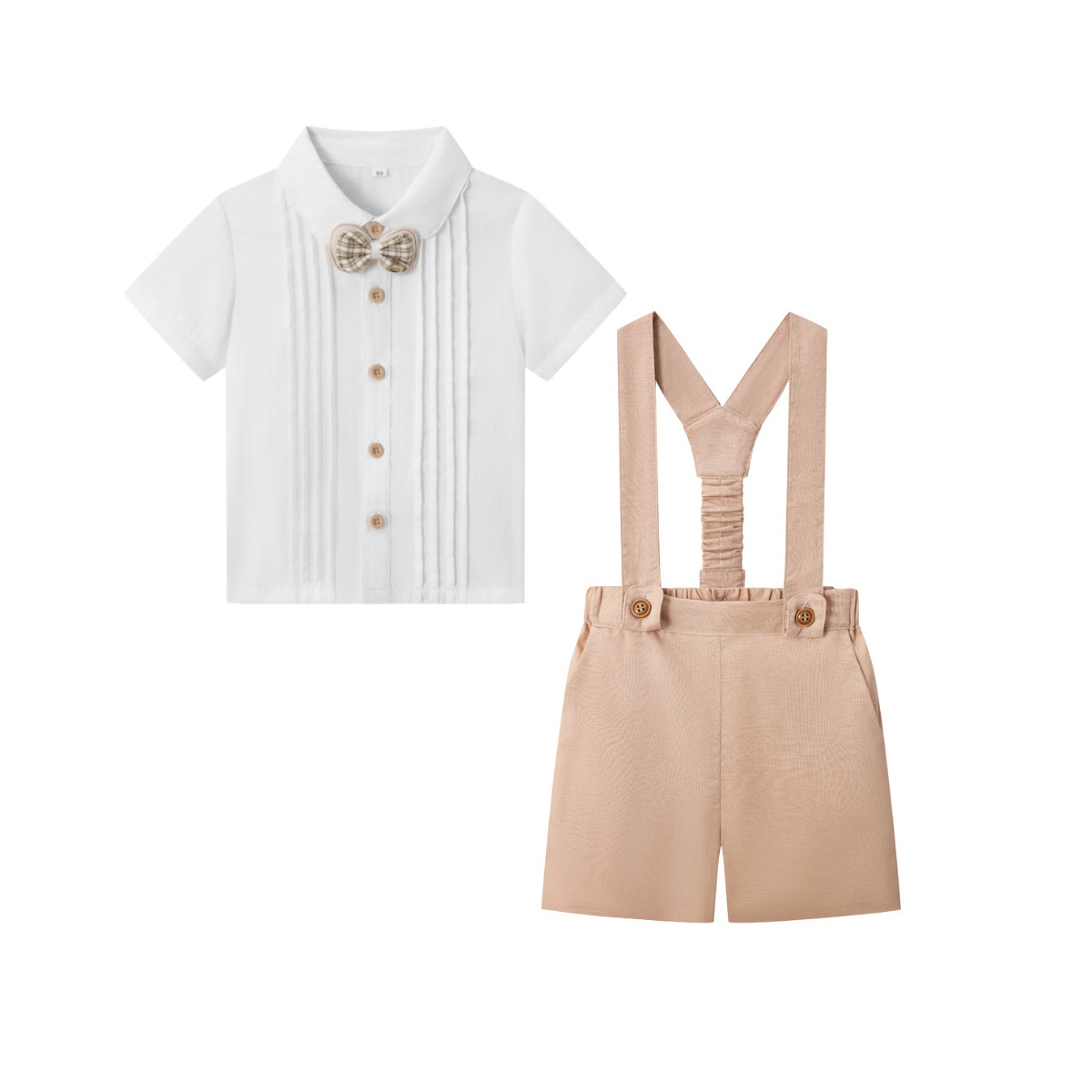 LittleDandy – Classic & Elegant – Cotton Shorts with Suspenders, Bow & Shirt