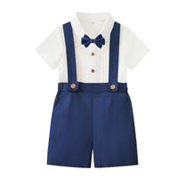 Thumbnail for LittleDandy – Classic & Elegant – Cotton Shorts with Suspenders, Bow & Shirt
