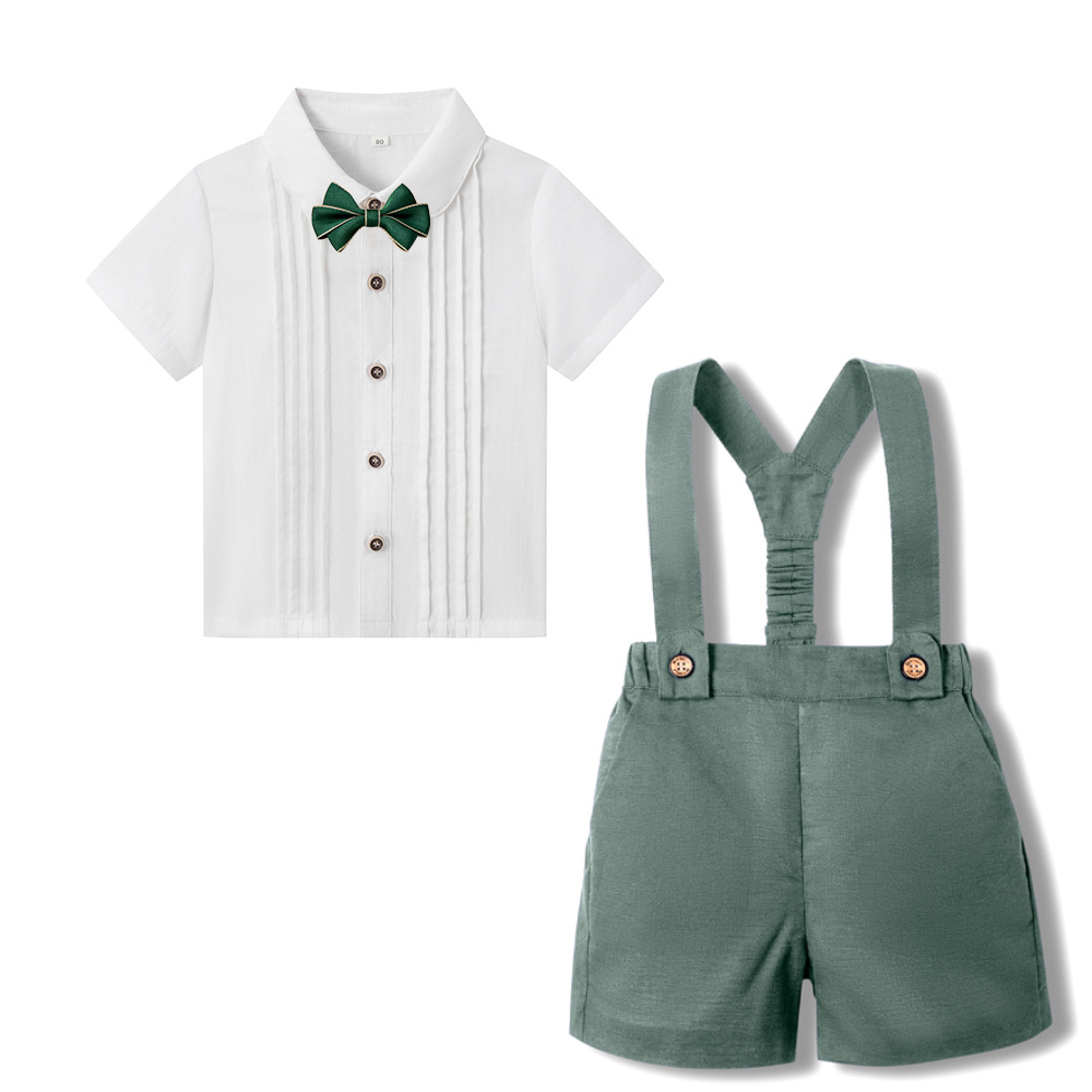 LittleDandy – Classic & Elegant – Cotton Shorts with Suspenders, Bow & Shirt