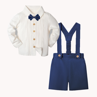 Thumbnail for LittleDandy – Classic & Elegant – Cotton Shorts with Suspenders, Bow & Shirt