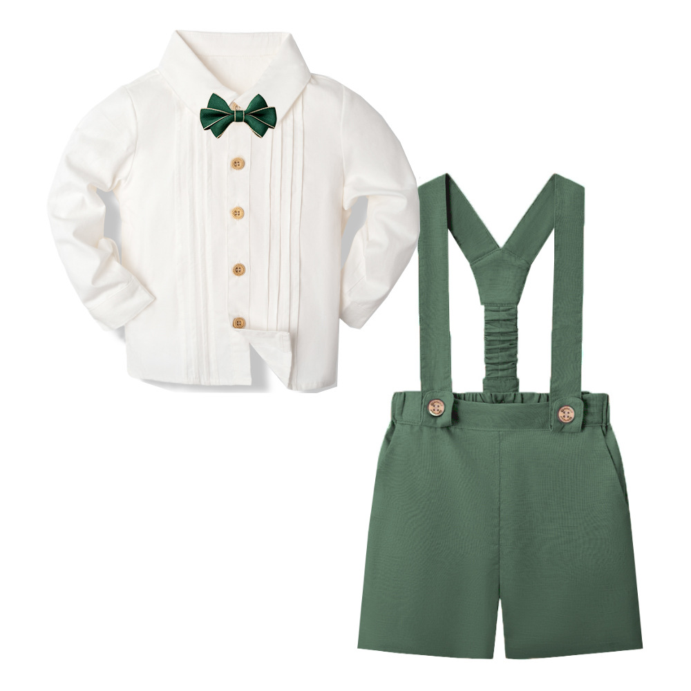 LittleDandy – Classic & Elegant – Cotton Shorts with Suspenders, Bow & Shirt