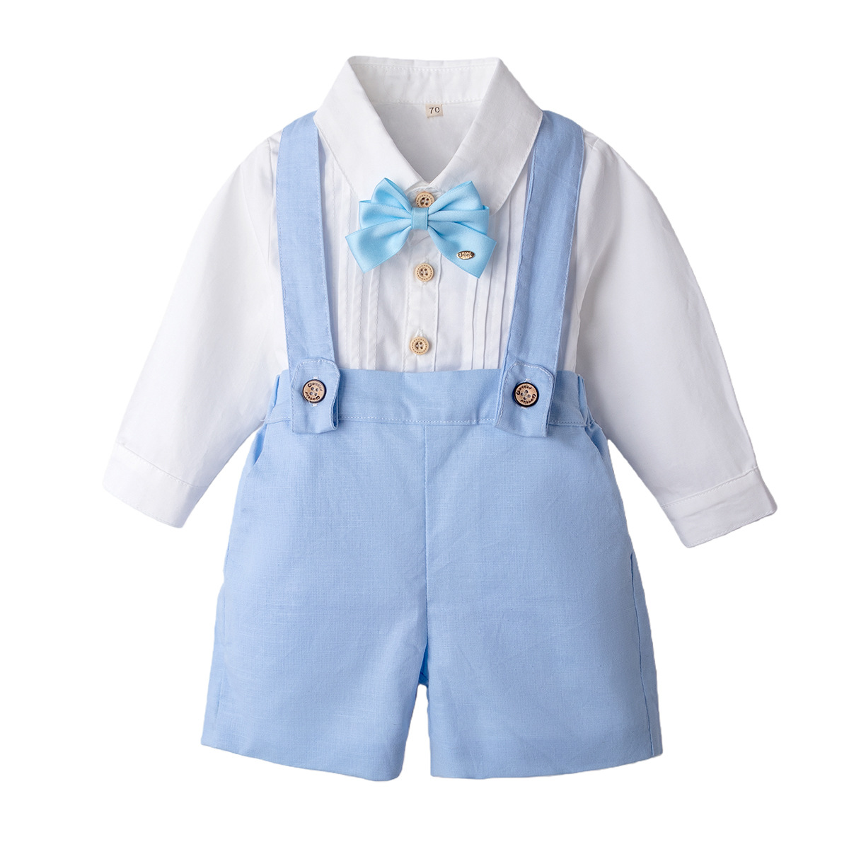 LittleDandy – Classic & Elegant – Cotton Shorts with Suspenders, Bow & Shirt