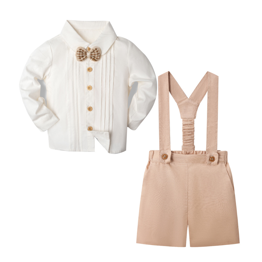 LittleDandy – Classic & Elegant – Cotton Shorts with Suspenders, Bow & Shirt