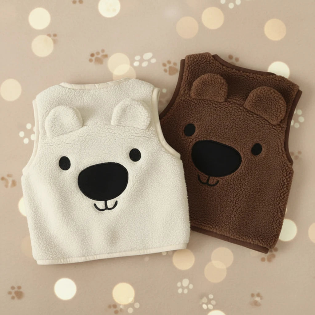 Baby Bear Fleece Vest – Warm & Soft – Kids' Bear Cardigan
