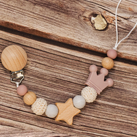 Thumbnail for Baby Pacifier Holder – With Name – Personalized Wooden & Silicone Beads