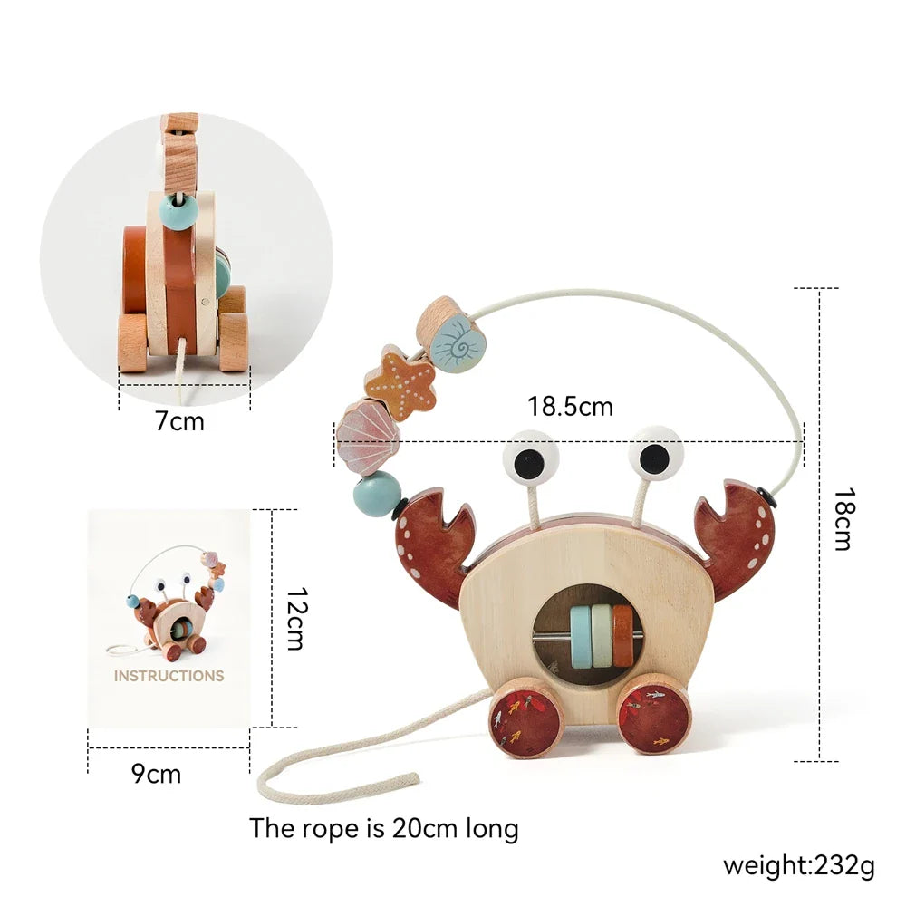 Crab Pull Toy™ – Play & Learn - Wooden Crab