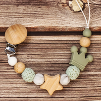 Thumbnail for Baby Pacifier Holder – With Name – Personalized Wooden & Silicone Beads