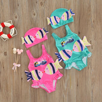 Thumbnail for Mini Fashion™ - Fun Fish Print - Girls Swimsuit