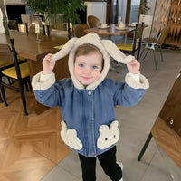 Thumbnail for Girls Bunny Denim Coat – Warm & Comfort – Children's Jacket
