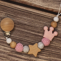 Thumbnail for Baby Pacifier Holder – With Name – Personalized Wooden & Silicone Beads