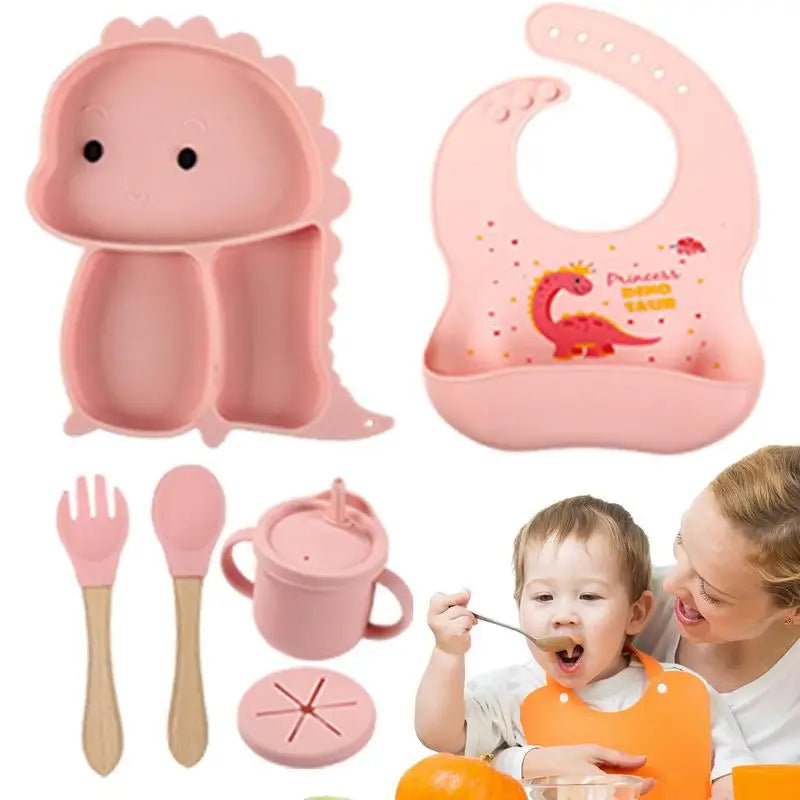 Dino Tablewear Set™ - 7-piece set - Silicone Children's Tableware