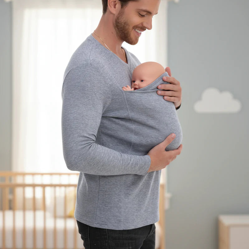 Kangaroo Pocket Shirt – Comfortable & Convenient – Men's T-Shirt Baby Carrier