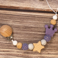 Thumbnail for Baby Pacifier Holder – With Name – Personalized Wooden & Silicone Beads