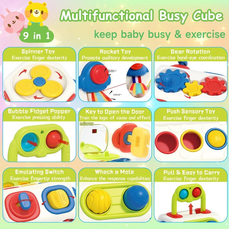 BusyCube – Smart & Playful – Montessori Fidget Cube 10-in-1